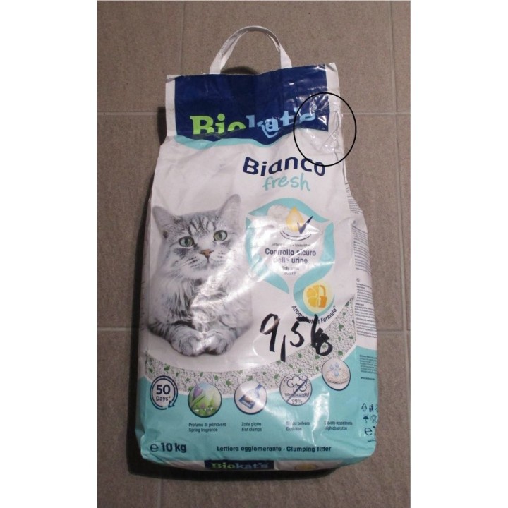 Poškozené Stelivo Biokats 9,5kg bianco fresh hygiene control